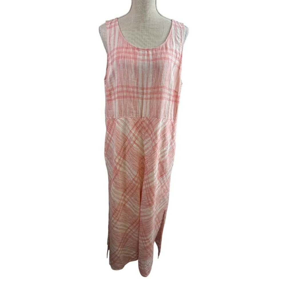 J Jill Love Linen Dress Maxi Pockets Womens Sz XL Lagenlook Coastal Beachy - Picture 2 of 13